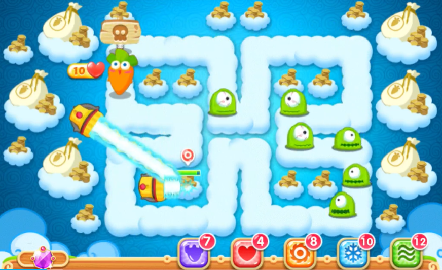 保卫萝卜2第五十一关怎么打才能赢